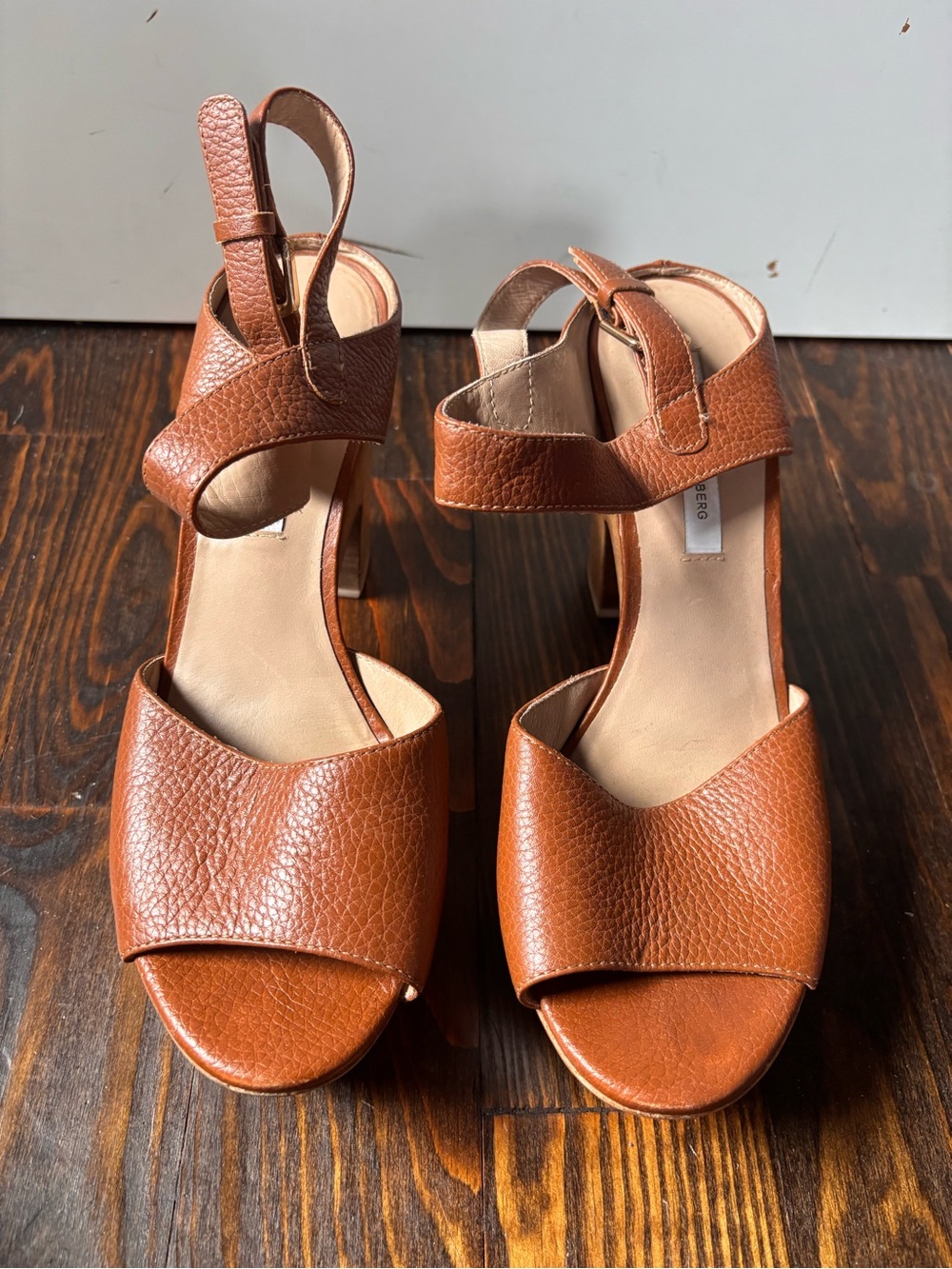 Diane Von Furstenberg Brown Leather Open-Toe Platform Sandals
